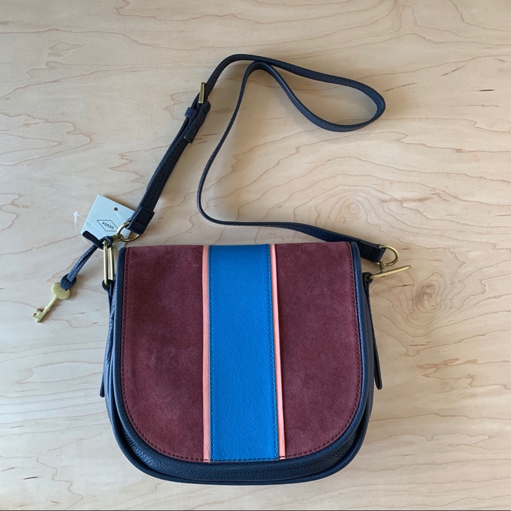 FOSSIL RUMI LARGE CABERNET CROSSBODY LEATHER BAG